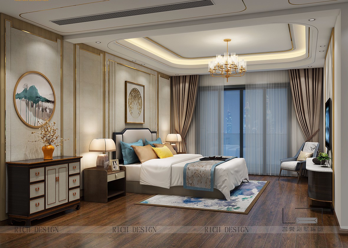 中式別墅裝修臥室效果圖