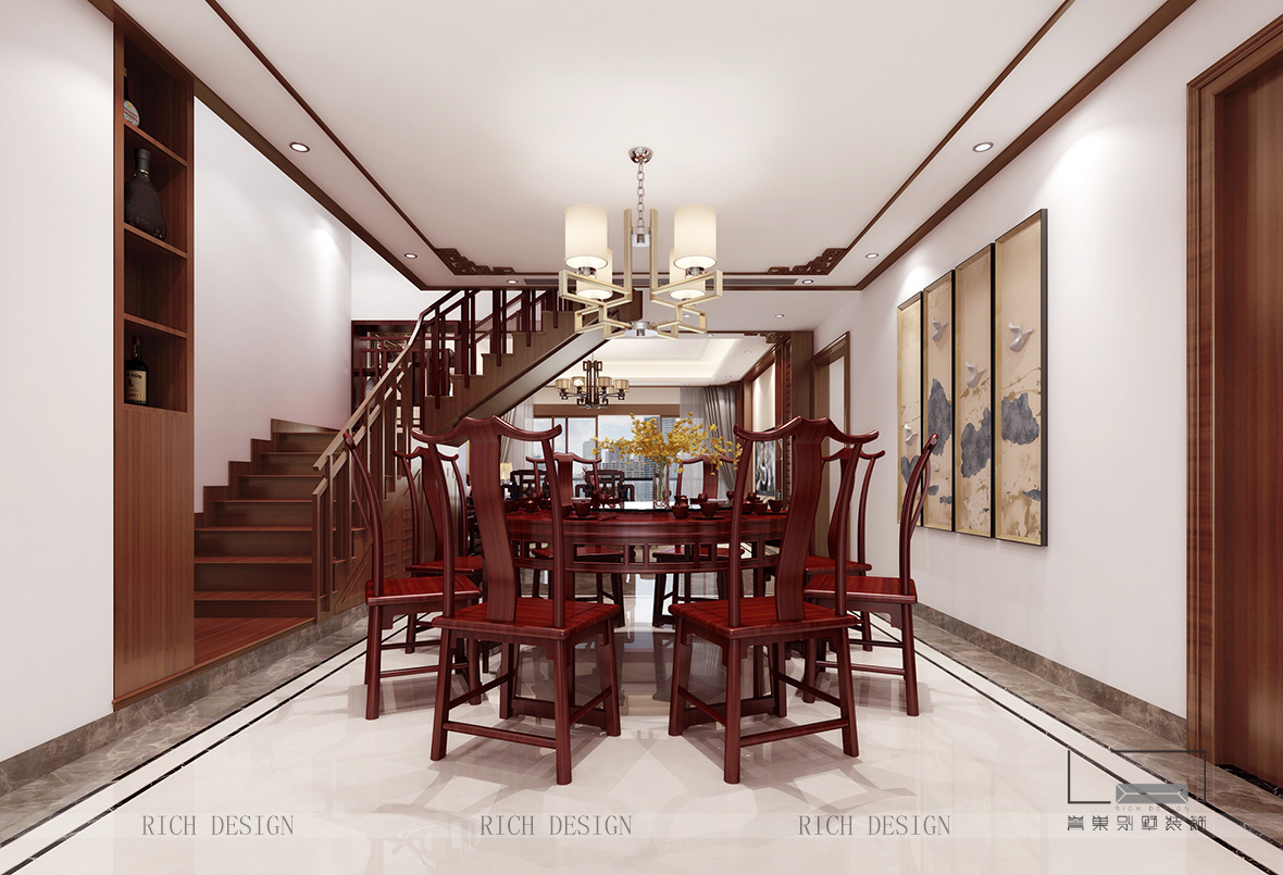 中式別墅裝飾餐廳效果圖