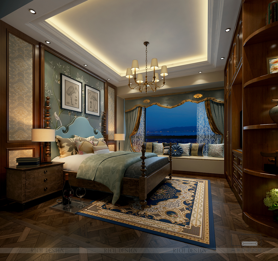 美式別墅臥室裝飾效果圖