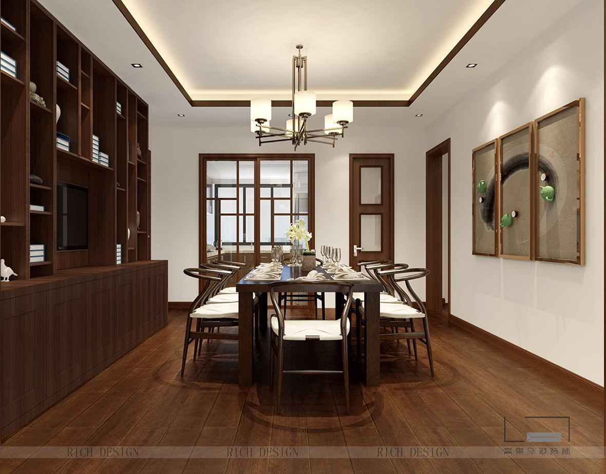中式別墅裝修餐廳效果圖
