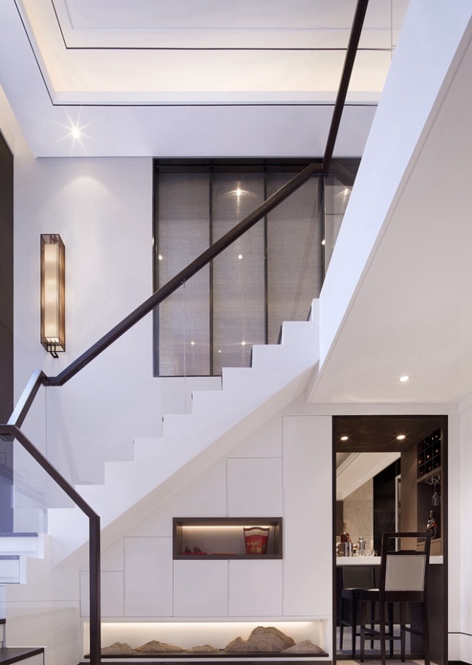 新中式樓梯墻面裝飾欣賞圖