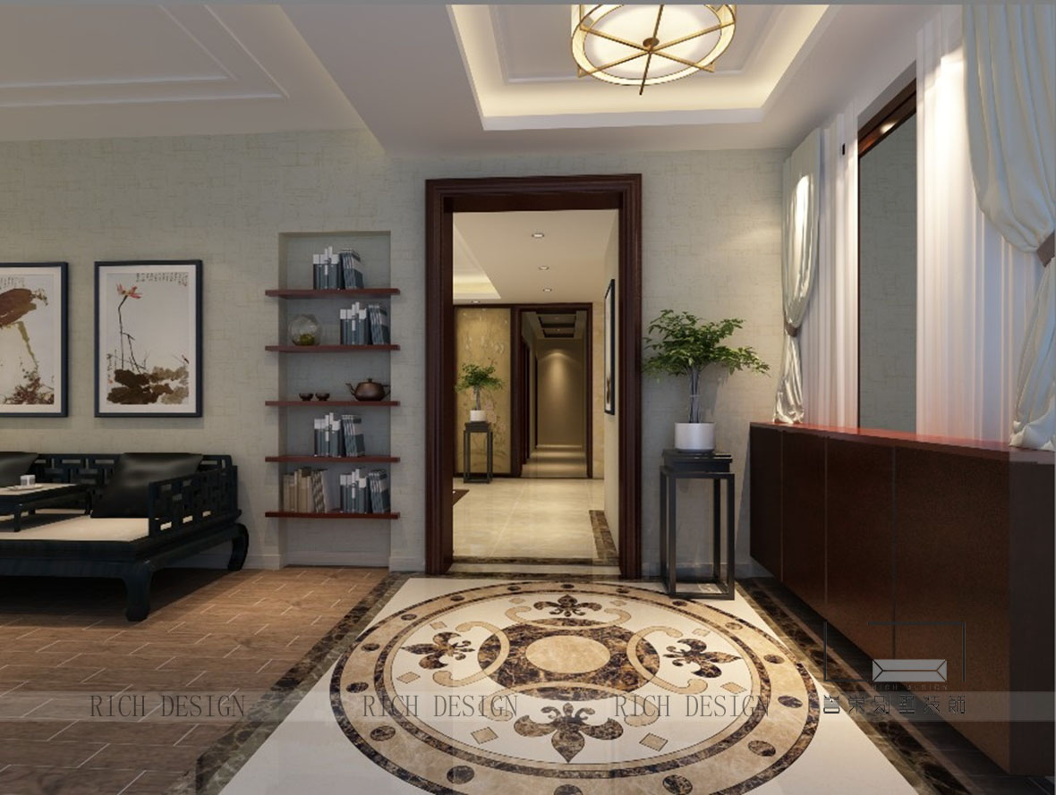 別墅中式門廳裝修效果圖