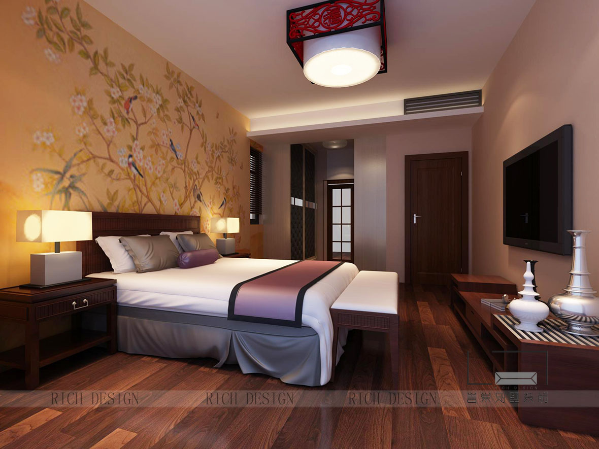 別墅中式臥室裝修效果圖