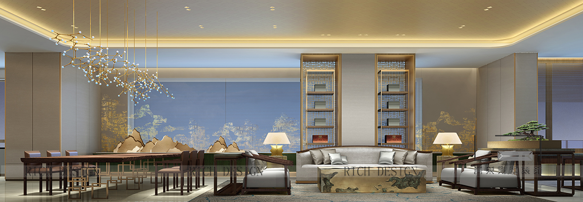 中式別墅客餐廳裝修效果圖