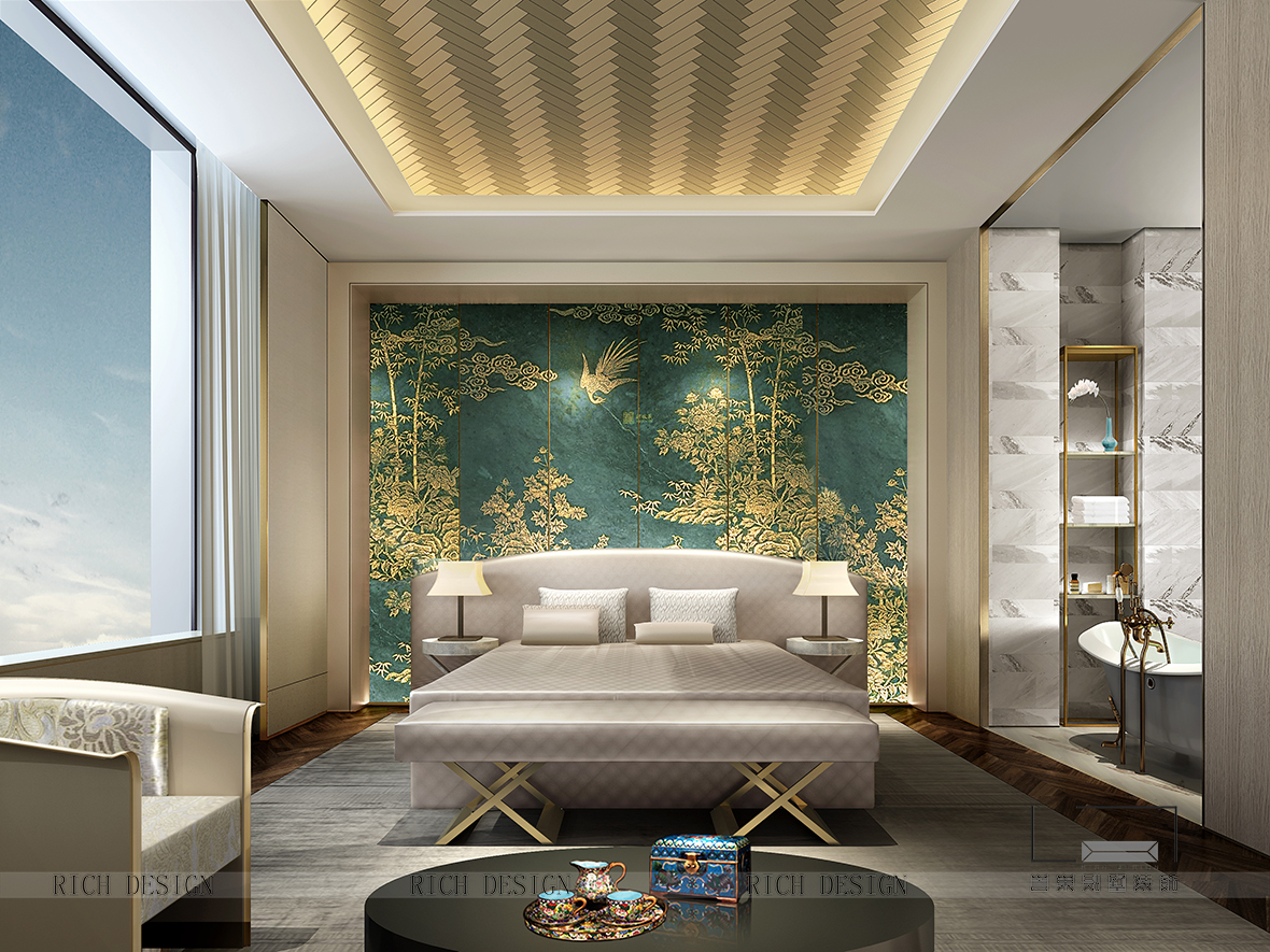 中式別墅主臥裝修效果圖