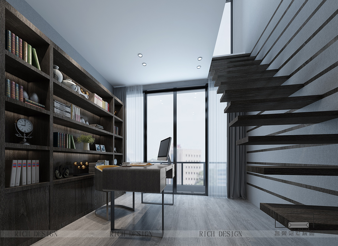 熙龍灣書房裝修效果圖
