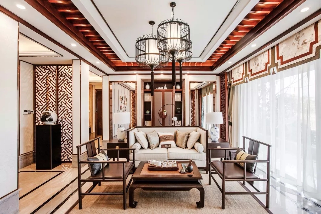 中式別墅會談區(qū)裝飾效果圖