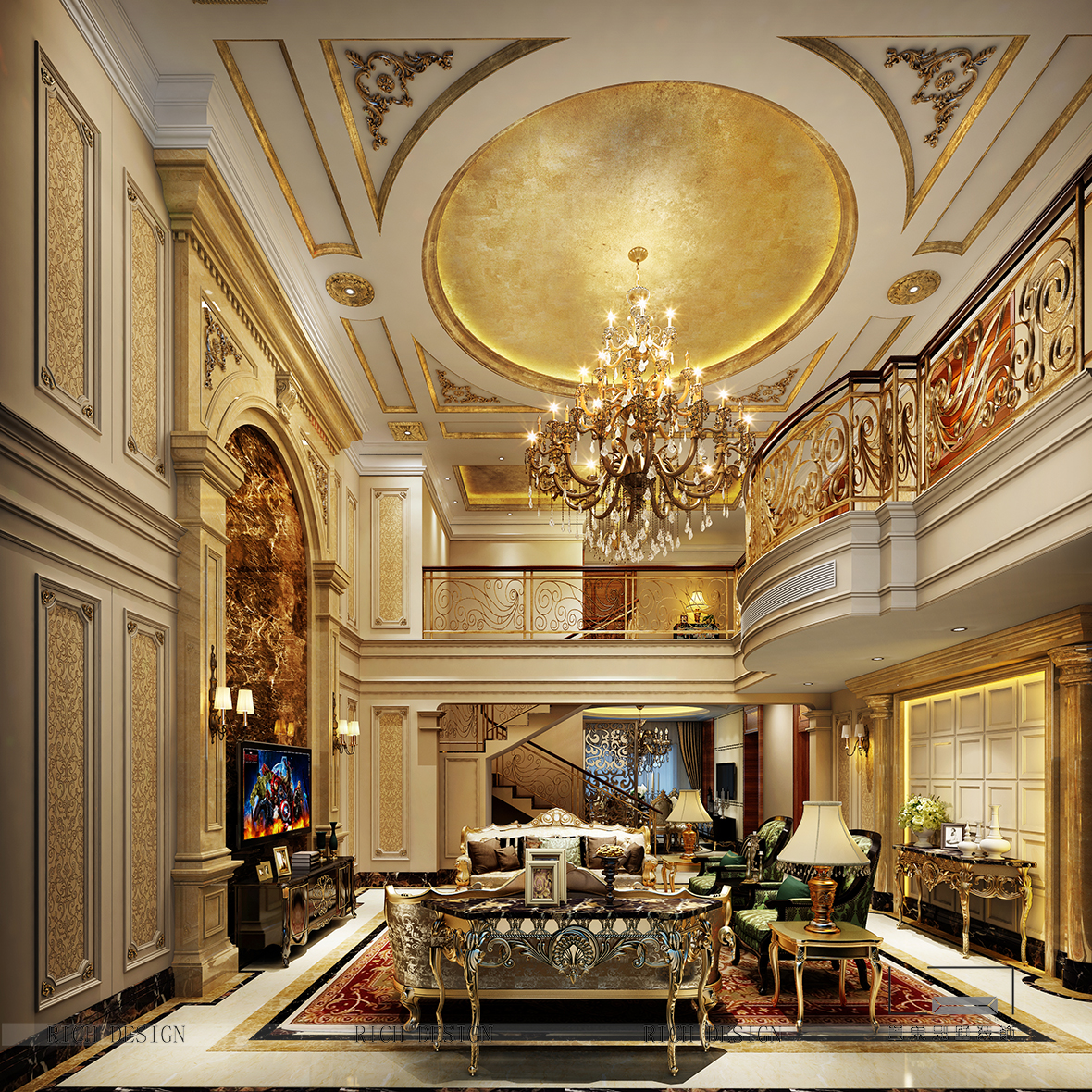 歐式別墅客廳裝修效果圖