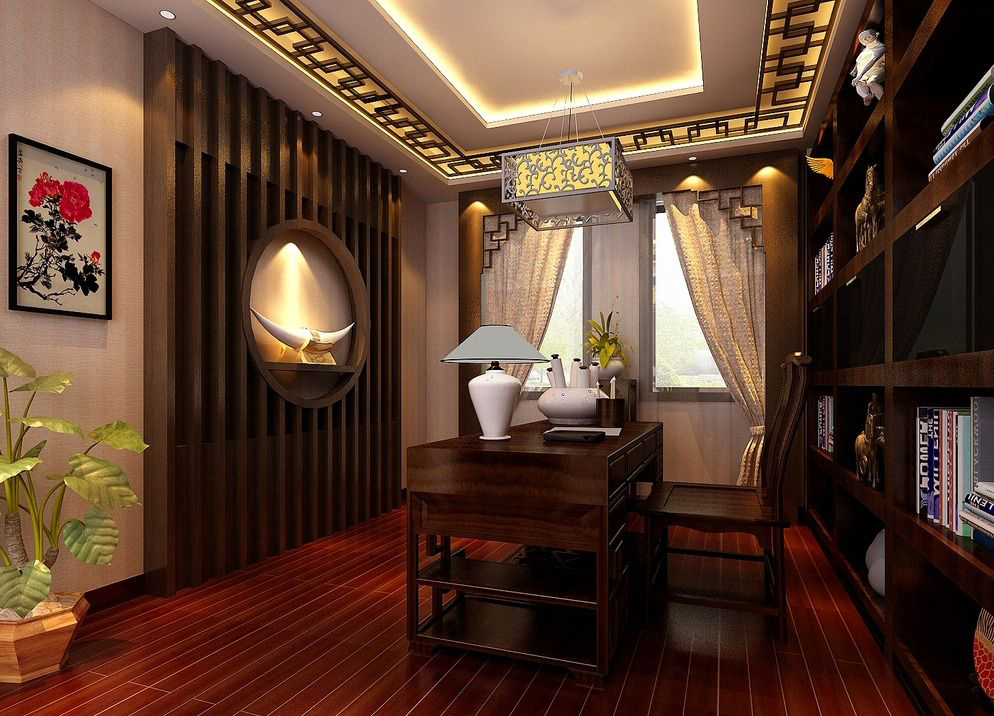 中式書房2裝修設(shè)計效果圖