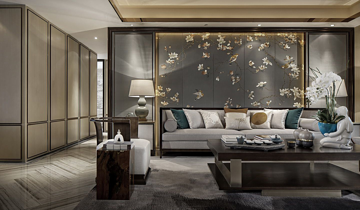 別墅中式客廳裝修設(shè)計(jì)效果圖