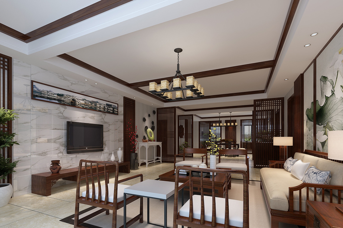 中式客廳裝修效果圖