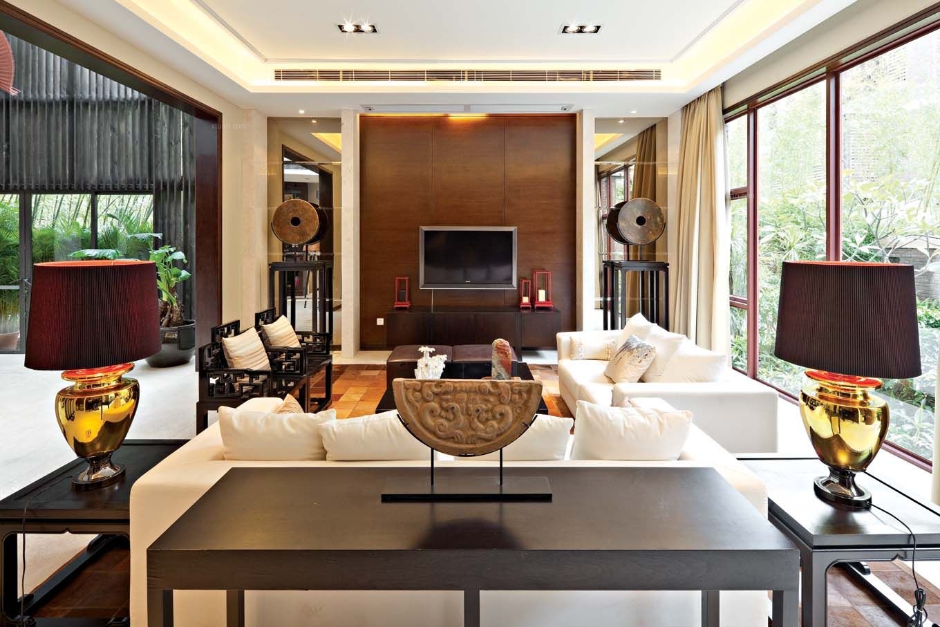 別墅中式客廳裝修效果圖