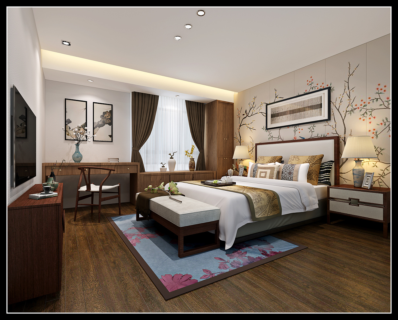 中式臥室裝修效果圖