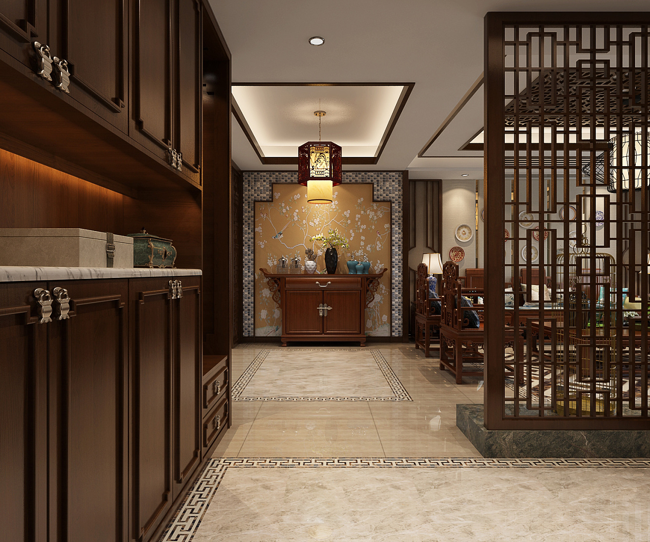 中式別墅玄關(guān)裝修設計