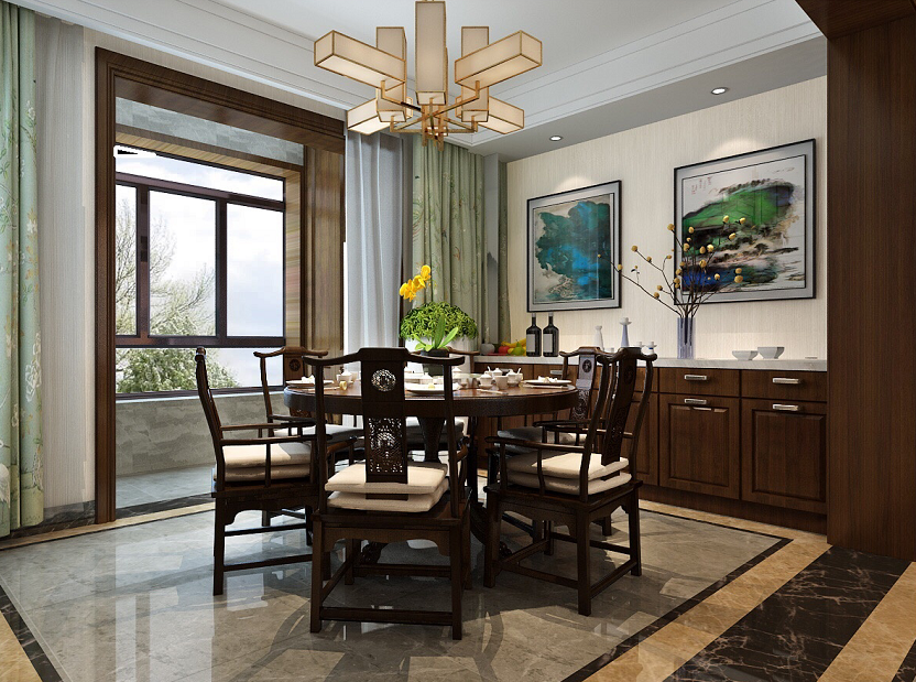 中式別墅餐廳裝飾效果圖