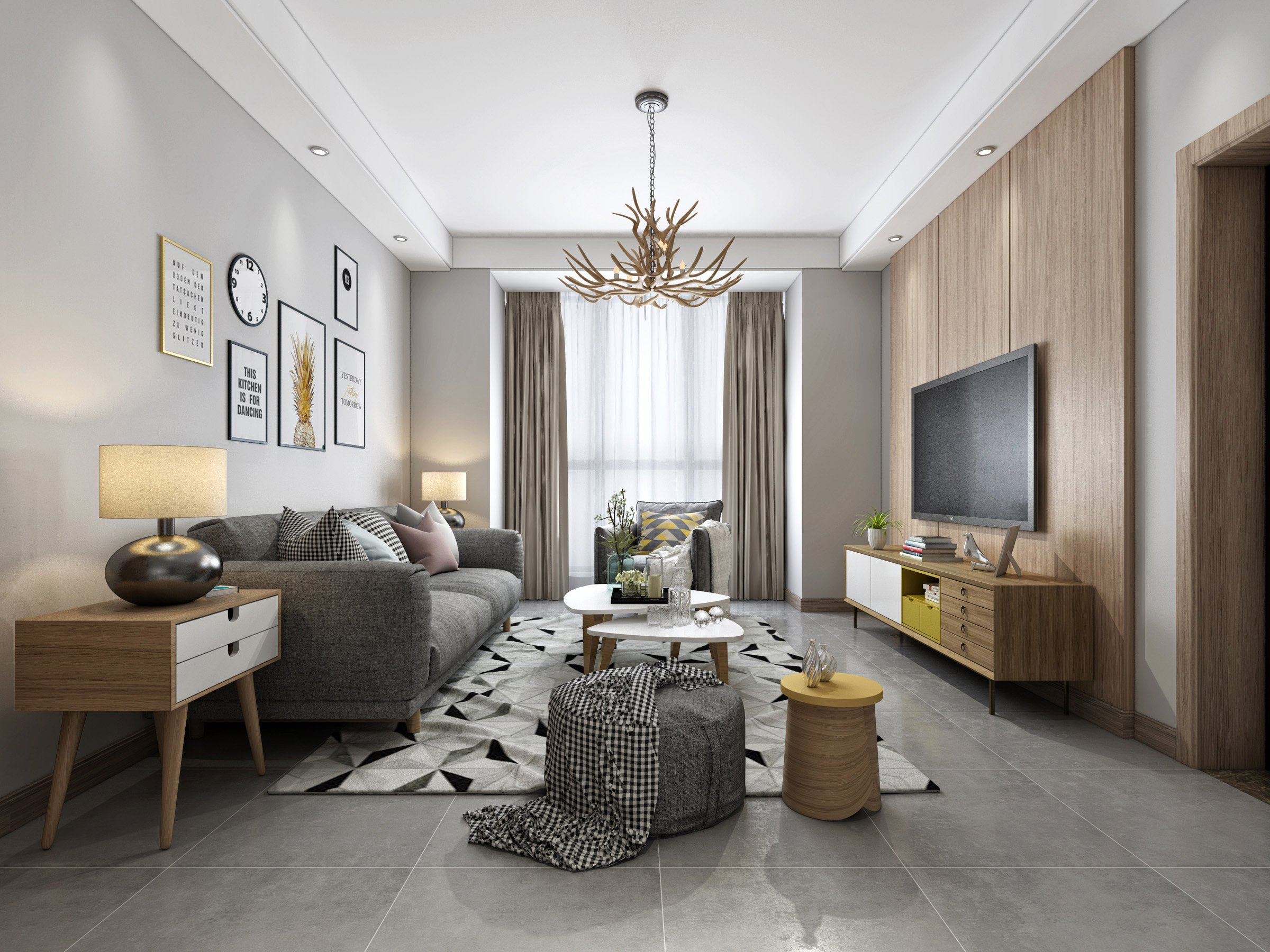 別墅北歐風客廳裝飾效果圖