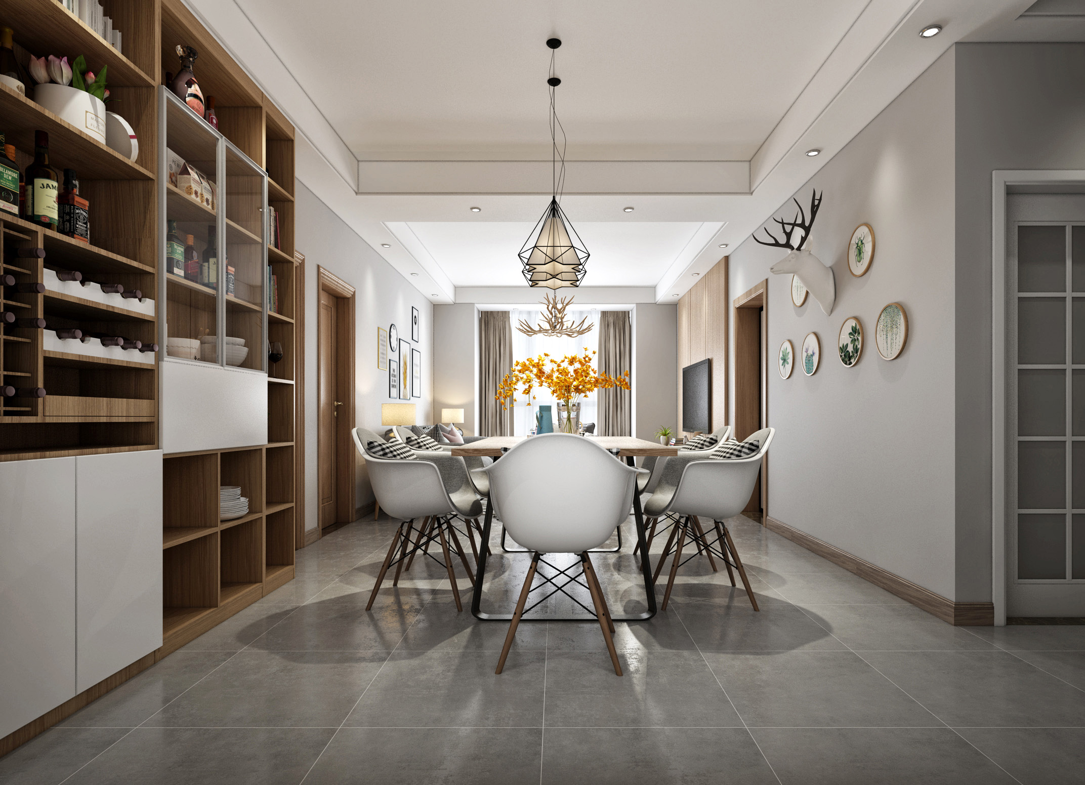 別墅北歐風餐廳裝飾效果圖