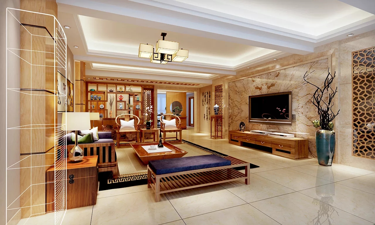 中式別墅裝修客廳效果圖