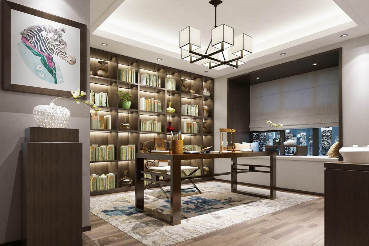 深圳紅樹別院裝修設計中式書房